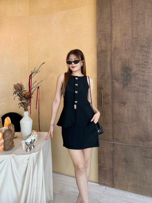 Summer Sleeveless Blouse With Mini Skort Sets